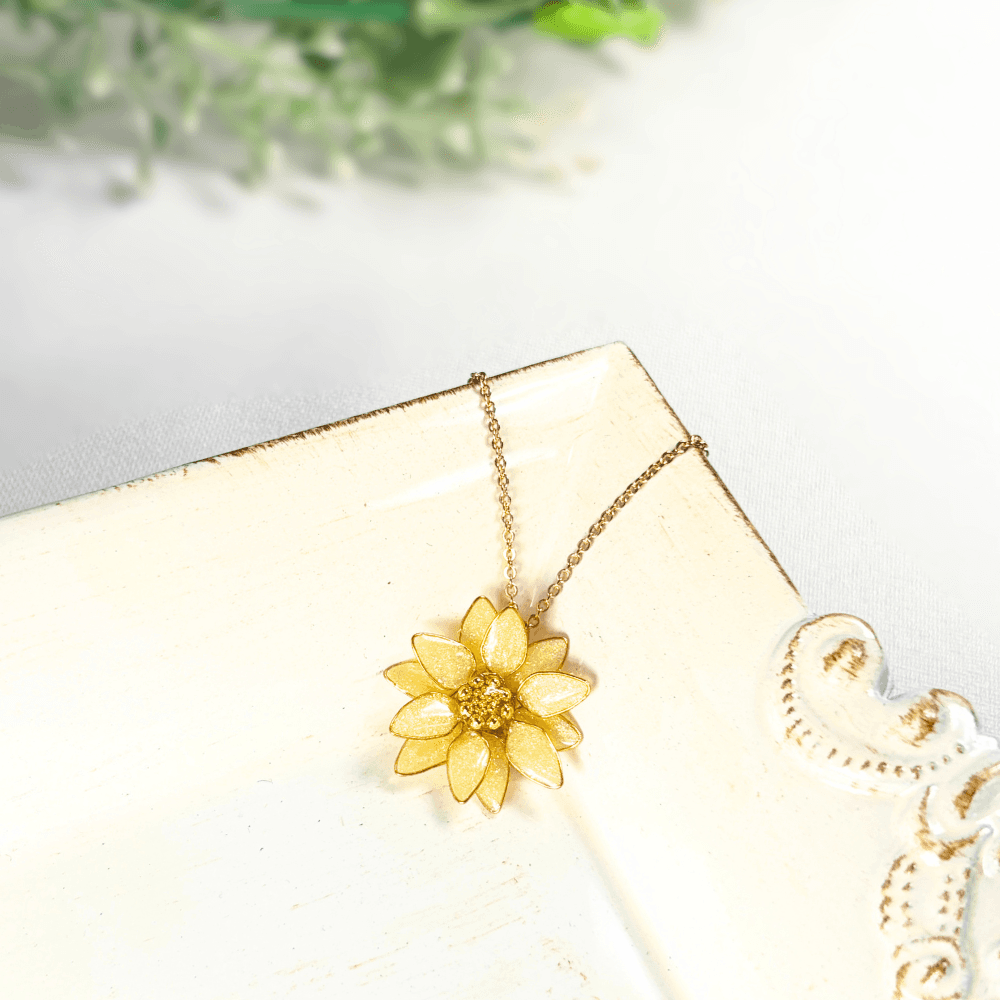 【ひまわり2wayイヤリングとネックレスセット】アレルギー対応/レジン×ワイヤー/夏アクセサリー/キラキラ輝く/受注製作 | 12枚目